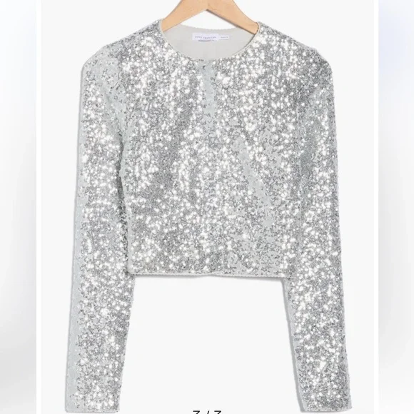 Good American Cluster Sequin Crop Cardigan L NWT - Picture 3 of 13